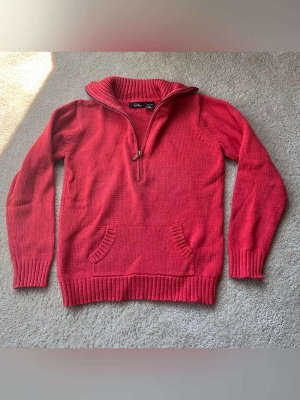 Taylor Marcs Women’s Coral 1/4 Zip Pullover 100% Cotton Sweater - Size S - EUC